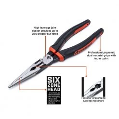 8 in. Z2 Dual Material High Leverage Long Nose Pliers by Crescent 17 8 in. Z2 Dual Material High Leverage Long Nose Pliers by Crescent -Cheap Crescent Store crescent all trades needle nose pliers z6548cg c3 1000
