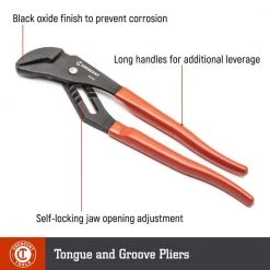 16 in. Tongue and Groove Pliers, Dipped Grip, Black by Crescent -Cheap Crescent Store crescent all trades tongue groove pliers rt216cvn 06 44 1000