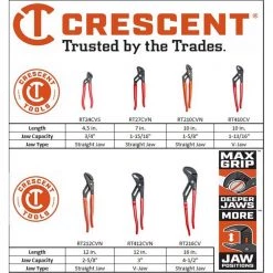 10 in. V-Jaw Black Oxide Tongue and Groove Dipped Grip Pliers by Crescent -Cheap Crescent Store crescent all trades tongue groove pliers rt410cv fa 1000