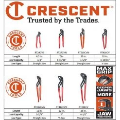 12 in. V-Jaw Black Oxide Tongue and Groove Dipped Grip Pliers by Crescent 11 12 in. V-Jaw Black Oxide Tongue and Groove Dipped Grip Pliers by Crescent -Cheap Crescent Store crescent all trades tongue groove pliers rt412cvn 44 1000