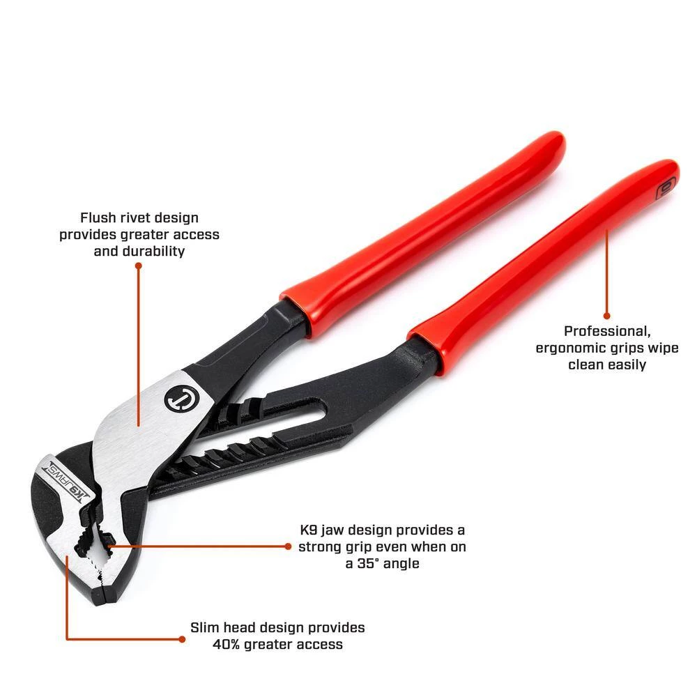 Z2 K9 16 in. V-Jaw Tongue and Groove Dipped Grip Pliers With K9 Angle Access Jaws by Crescent 4 Z2 K9 16 in. V-Jaw Tongue and Groove Dipped Grip Pliers With K9 Angle Access Jaws by Crescent - Image 2